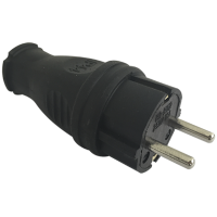 Вилка каучуковая прямая 250В 2Р+РЕ 16А IP44 Sirius