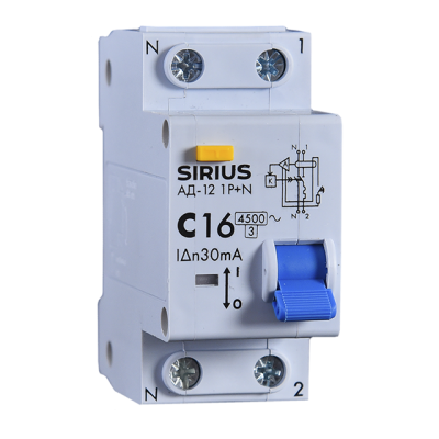 Дифференциальный автомат АД-12 1P+N 63А 30мА (С) 4,5kA Sirius